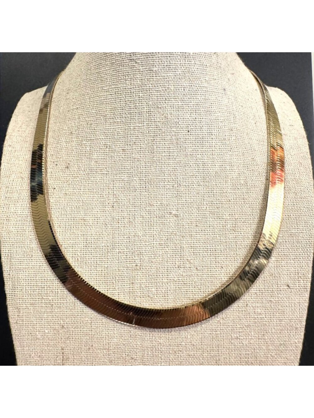 Gold Over Sterling Silver 925 Herringbone Chain Necklace 9mm Width Size 18"